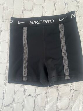 Nike Black Pro Compression Bike Shorts with Gray Logo Trim